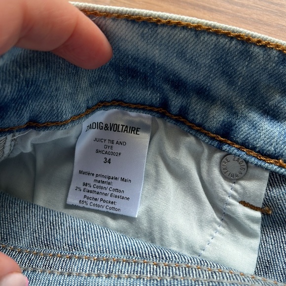 NWT Zadig & Voltaire Juicy Tie And Dye Denim Mini Skirt Size 34 (Medium) - Picture 7 of 8